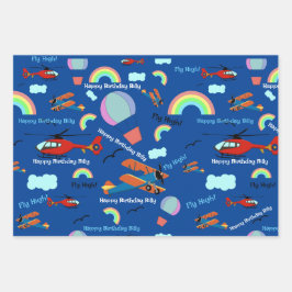 Vliegtuig Hete Luchtballon Toevoegen Naam van de J Inpakpapier Vel