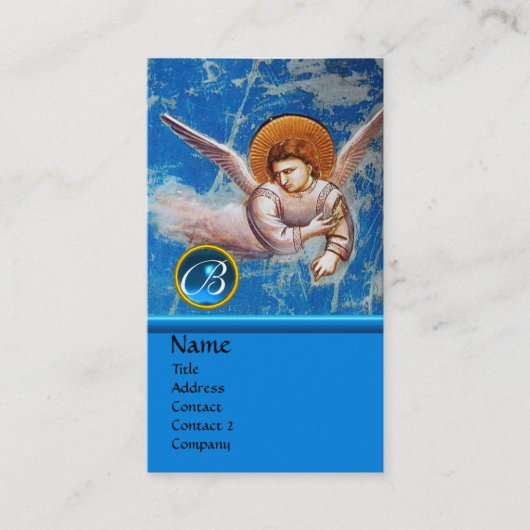 VLIEGTUIG IN BLAUW, SAPPHIRE GEM MONOGRAM VISITEKAARTJE (Voorkant)