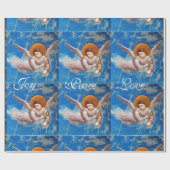 VLIEGTUIG IN BLUE CHRISTMAS JOY PEACE LOVE CADEAUPAPIER (Vlak)