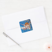 VLIEGTUIG IN BLUE SKY, CHRISTMAS HOLIDAY VIERKANTE STICKER (Envelop)