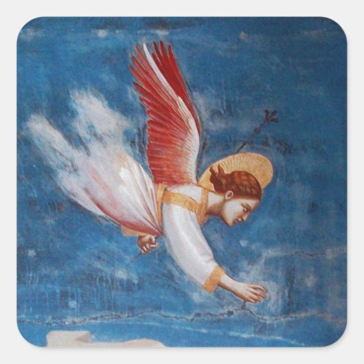 VLIEGTUIG IN BLUE SKY, CHRISTMAS HOLIDAY VIERKANTE STICKER (Voorkant)