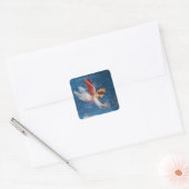 VLIEGTUIG IN BLUE SKY, CHRISTMAS HOLIDAY VIERKANTE STICKER (Envelop)