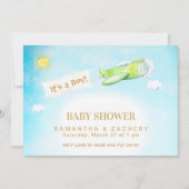 ** Vliegtuig in Cloudy Sky Boy Baby shower Kaart (Voorkant)