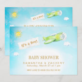 ** Vliegtuig in Cloudy Sky Boy Baby shower Kaart (Voorkant / Achterkant)