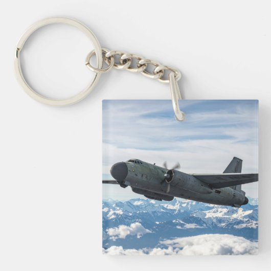 Vliegtuig in de lucht sleutelhanger (voorkant)