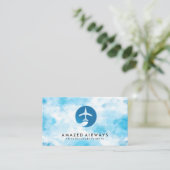 Vliegtuig in de lucht visitekaartje (Staand voorkant)