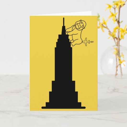 Vliegtuig in de stip - Birthday Kaart (Gele Bloem)