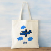 Vliegtuig in de wolken Gepersonaliseerd Tote Bag