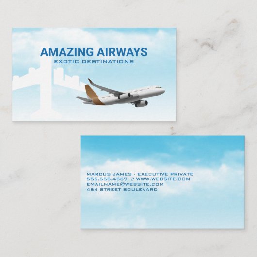 Vliegtuig in de wolken | reisagent visitekaartje (Voorkant / Achterkant)
