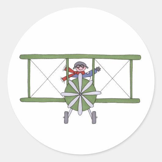 Vliegtuig in de wolken ronde sticker (Voorkant)