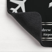 Vliegtuig in een Faux Silver op Black Muismat (Hoek)