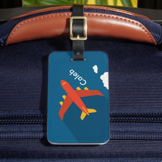 Vliegtuig in het Kind Blue Sky Pilot - Gepersonali Bagagelabel (Voorkant Insitu 2)