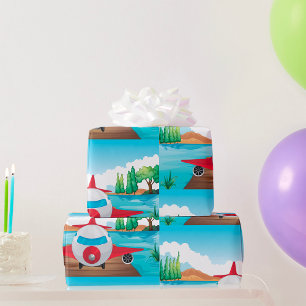 Vliegtuig in Natuur Cadeaupapier