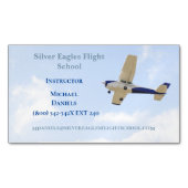 Vliegtuig in Sky Flight School Instructor Pilot Magnetisch Visitekaartje (Voorkant)