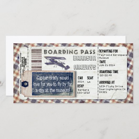  vliegtuig instapkaart (Voorkant / Achterkant)