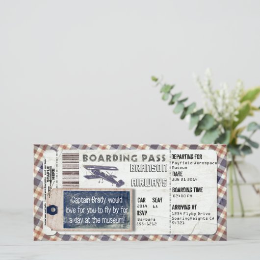  vliegtuig instapkaart (Staand voorkant)