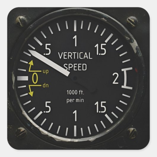 Vliegtuig Instrument Verticale Snelheid Vierkante Sticker (Voorkant)
