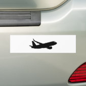 Vliegtuig Jet Liner Black Silhouette om aan te pas Bumpersticker (Op auto)