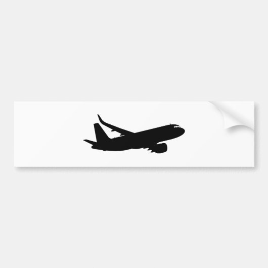 Vliegtuig Jet Liner Black Silhouette om aan te pas Bumpersticker (Voorkant)