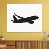 Vliegtuig Jet Liner Black Silhouette om aan te pas Canvas Afdruk (Insitu (Woonkamer))
