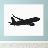 Vliegtuig Jet Liner Black Silhouette om aan te pas Canvas Afdruk (Insitu (Houten vloer))