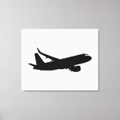 Vliegtuig Jet Liner Black Silhouette om aan te pas Canvas Afdruk (Voorkant)
