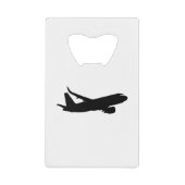 Vliegtuig Jet Liner Black Silhouette om aan te pas Creditkaart Flessenopener (Voorkant)