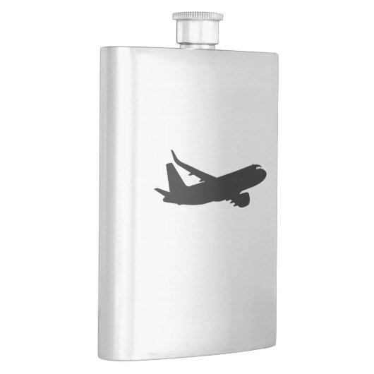 Vliegtuig Jet Liner Black Silhouette om aan te pas Heupfles (Rechts)