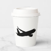 Vliegtuig Jet Liner Black Silhouette om aan te pas Papieren Bekers (Achterkant)