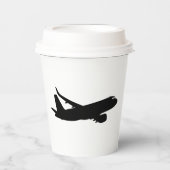 Vliegtuig Jet Liner Black Silhouette om aan te pas Papieren Bekers (Voorkant)