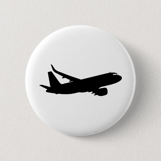 Vliegtuig Jet Liner Black Silhouette om aan te pas Ronde Button 5,7 Cm (Voorkant)