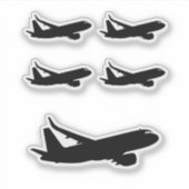 Vliegtuig Jet Liner Black Silhouette om aan te pas Sticker (Voorkant)