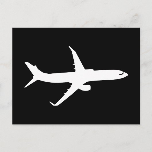 Vliegtuig Jet Liner Silhouette Flying Black Decor Briefkaart (Voorkant)