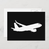 Vliegtuig Jet Liner Silhouette Flying Black Decor Briefkaart (Voorkant / Achterkant)