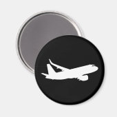 Vliegtuig Jet Liner Silhouette Flying Black Decor Magneet (Voorkant / Achterkant)