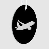 Vliegtuig Jet Liner Silhouette Flying Black Decor Ornament (voorkant)