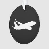 Vliegtuig Jet Liner Silhouette Flying Black Decor Ornament (voorkant)