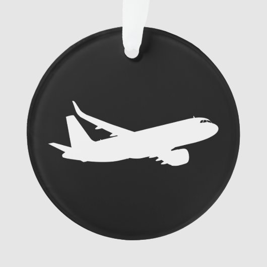 Vliegtuig Jet Liner Silhouette Flying Black Decor Ornament (voorkant)
