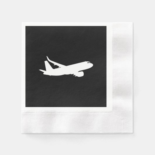 Vliegtuig Jet Liner Silhouette Flying Black Decor Servet (Voorkant)