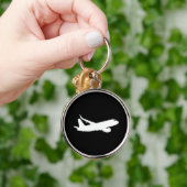 Vliegtuig Jet Liner Silhouette Flying Black Decor Sleutelhanger (Hand)