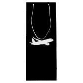 Vliegtuig Jet Liner Silhouette Flying Black Decor Wijn Cadeautas (Achterkant)