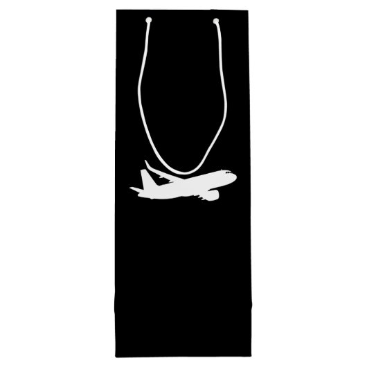 Vliegtuig Jet Liner Silhouette Flying Black Decor Wijn Cadeautas (Achterkant)