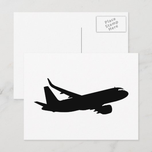 Vliegtuig Jet Liner Silhouette Flying Decor Briefkaart (Voorkant / Achterkant)