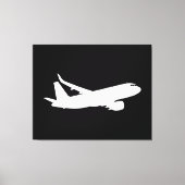 Vliegtuig Jet Liner White Silhouette Flying Decor Canvas Afdruk (Voorkant)