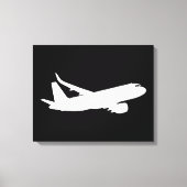 Vliegtuig Jet Liner White Silhouette Flying Decor Canvas Afdruk (Voorkant)