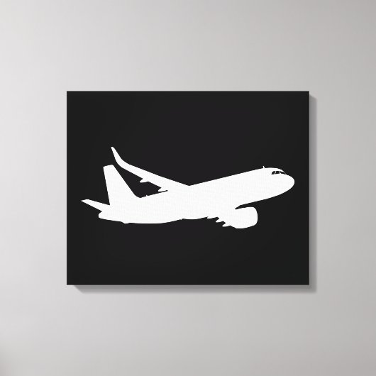 Vliegtuig Jet Liner White Silhouette Flying Decor Canvas Afdruk (Voorkant)