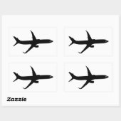 Vliegtuig Jetliner Black Flight past kleur aan Rechthoekige Sticker (Vel)