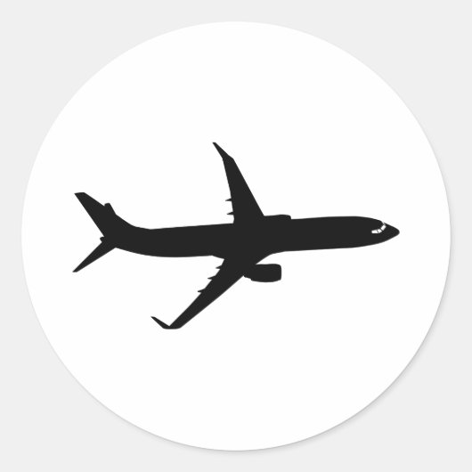 Vliegtuig Jetliner Shadow Flight past Kleur aan Ronde Sticker (Voorkant)