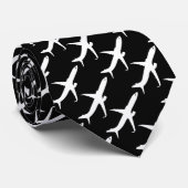 Vliegtuig JetLiner Silhouette Flying Stropdas (Opgerold)