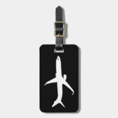 Vliegtuig JetLiner White Silhouette Flying Bagagelabel (Voorkant verticaal)